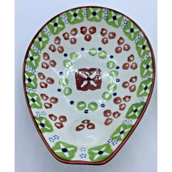 Two Ceramic Gypsy Stoneware Signature Kitchen Spoon Rests Red Blue Green Yellow - Picture 4 of 6